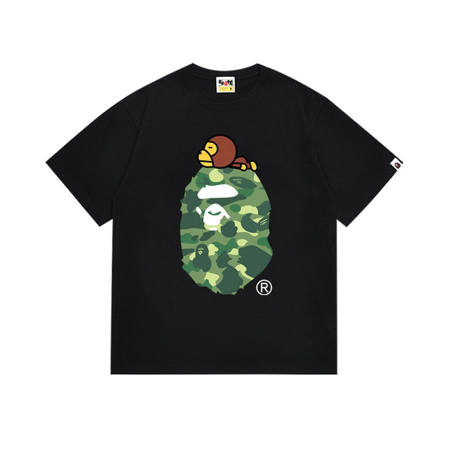 BAPE Black Green Camo Ape Head Graphic T-Shirt Hover Image