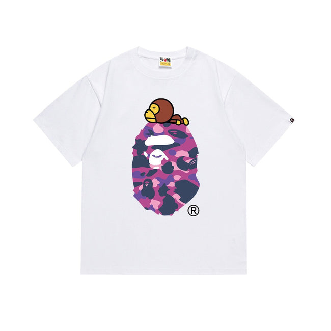 BAPE Purple Camo Ape Head Graphic T-Shirt Hover Image