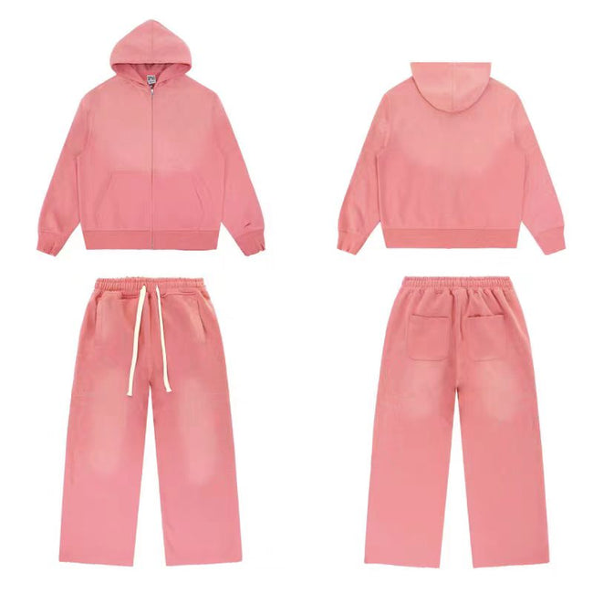 Vale Forever Vintage Minimalist Zip-Up Hoodie & Sweatpants Set - Pink Hover Image
