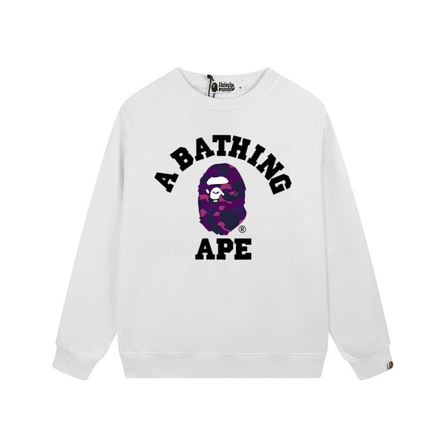 BAPE Purple Camo Ape Head Crewneck Sweatshirt White Hover Image