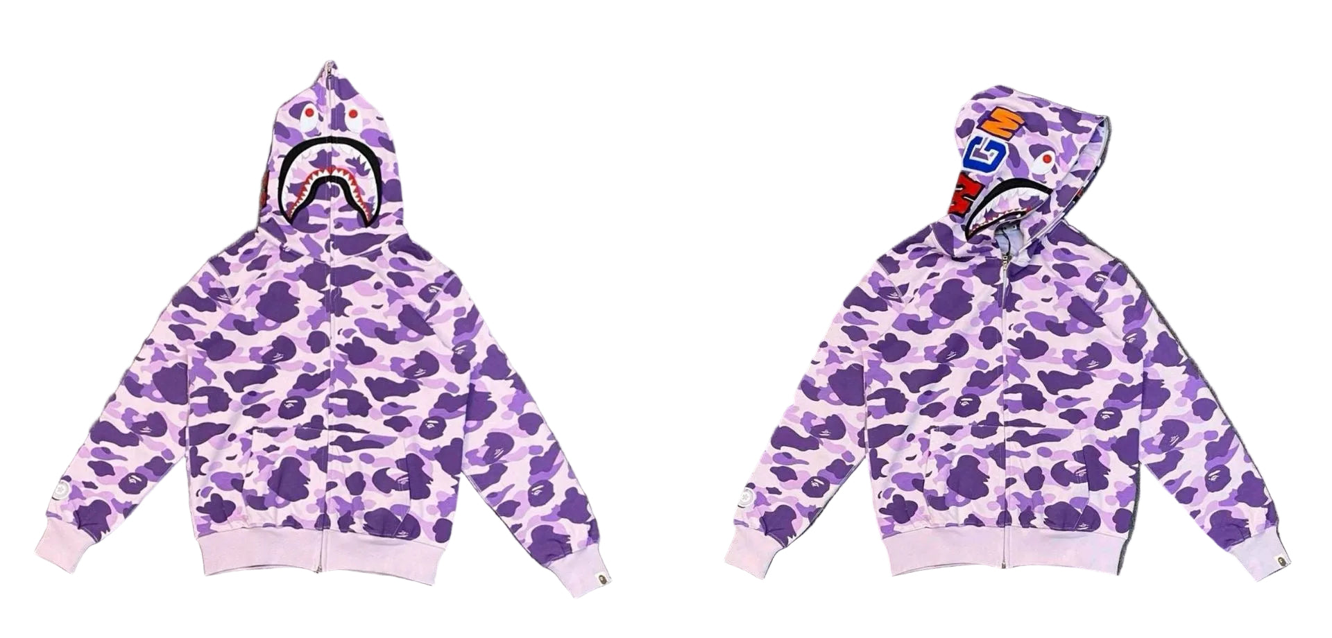 BAPE Shark Full Zip Hoodie Purple Camo Edition