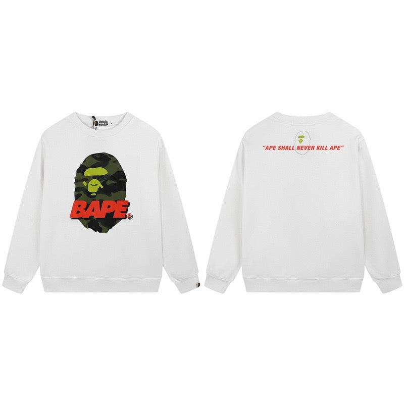 BAPE Ape Shall Never Kill Ape Graphic Crewneck Sweatshirt White