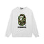 BAPE Green Camo Ape Head Crewneck Sweatshirt White