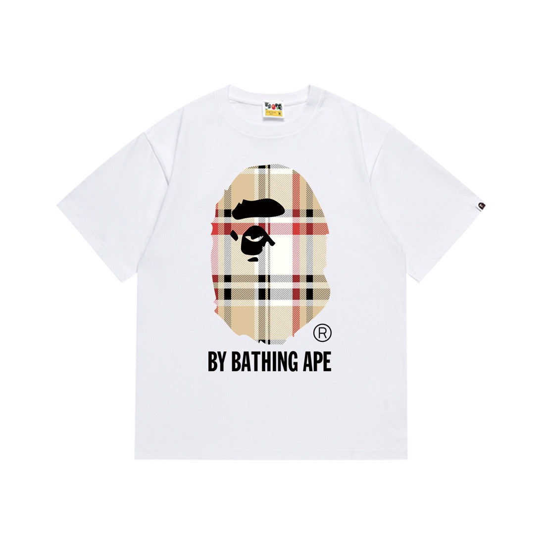 BAPE Plaid Ape Head Graphic T-Shirt White