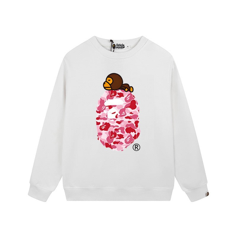 BAPE Pink Camo Ape Head Crewneck Sweatshirt
