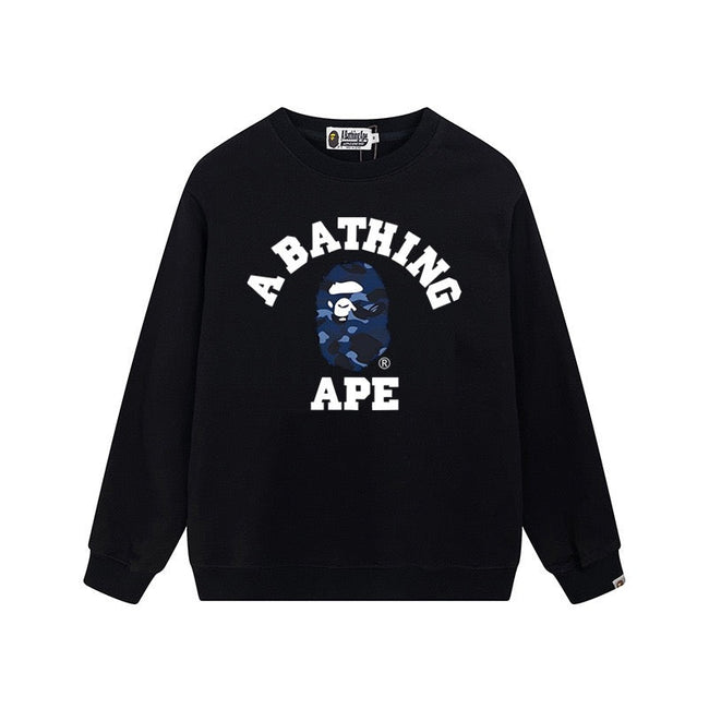 BAPE Blue Camo Ape Head Crewneck Sweatshirt Black Hover Image