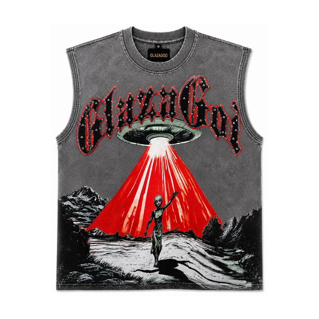 GLAZA GOD Nave – Heavyweight Acid Wash Sleeveless Tee Hover Image