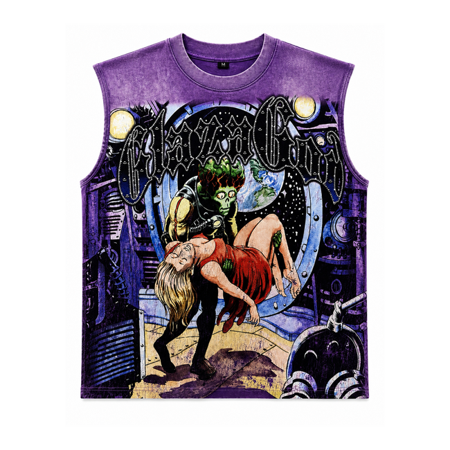 GLAZA GOD Support – Heavyweight Acid Wash Sleeveless Tee Hover Image