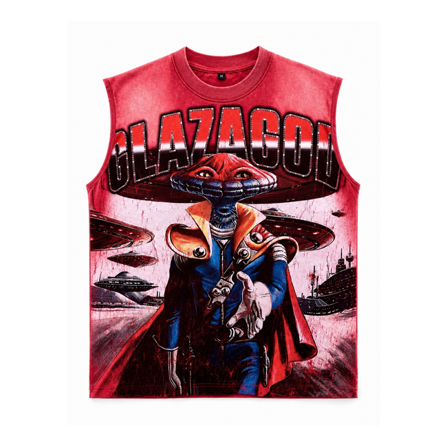 GLAZA GOD HERO – Heavyweight Acid Wash Sleeveless Tee Hover Image