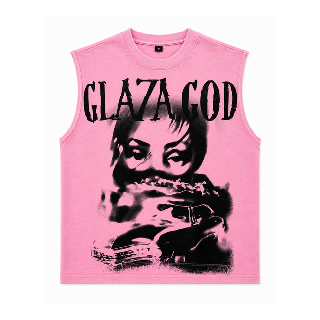 GLAZA GOD Action – Heavyweight Acid Wash Sleeveless Tee Hover Image